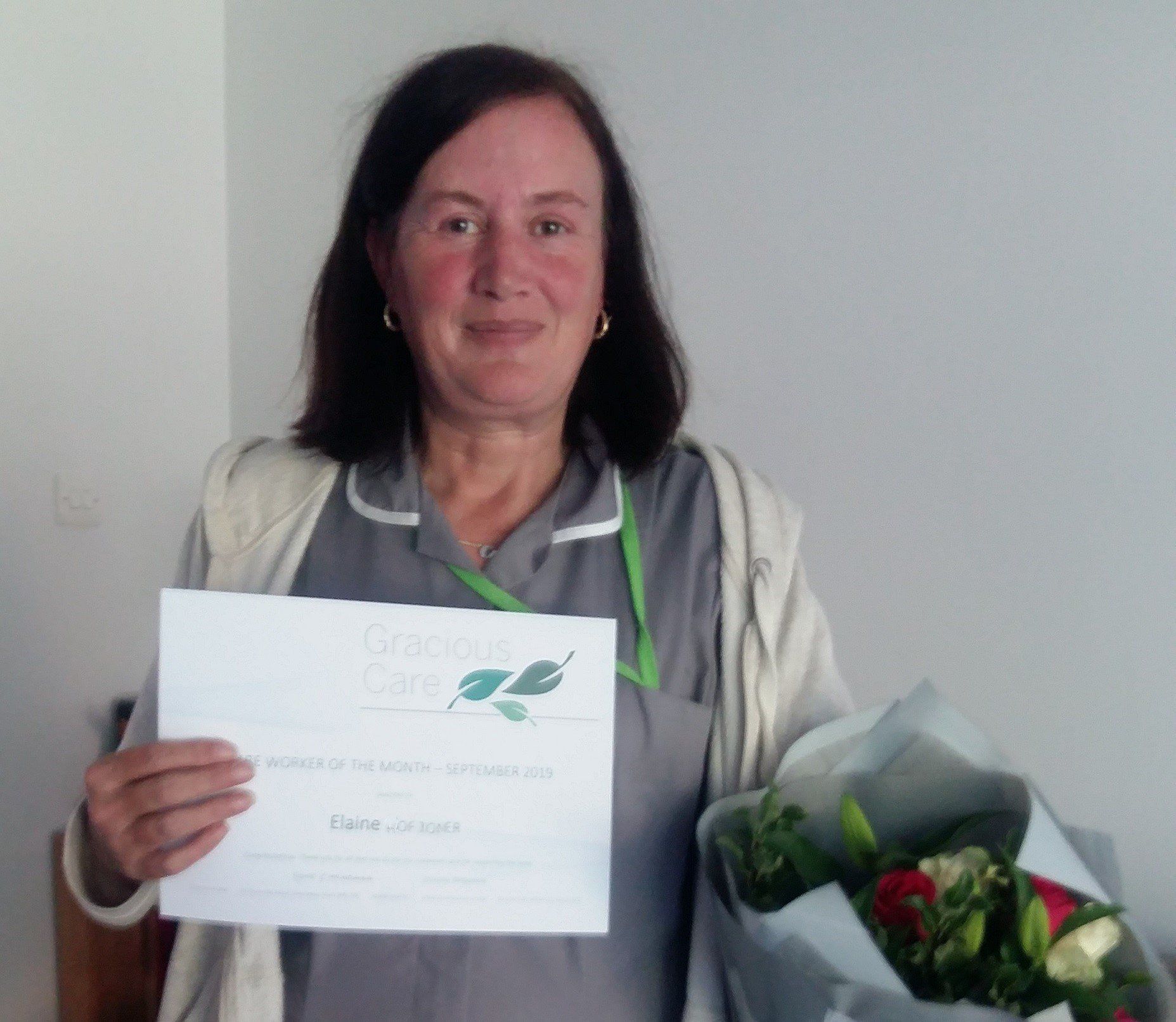 Carer of the month certificate presentation