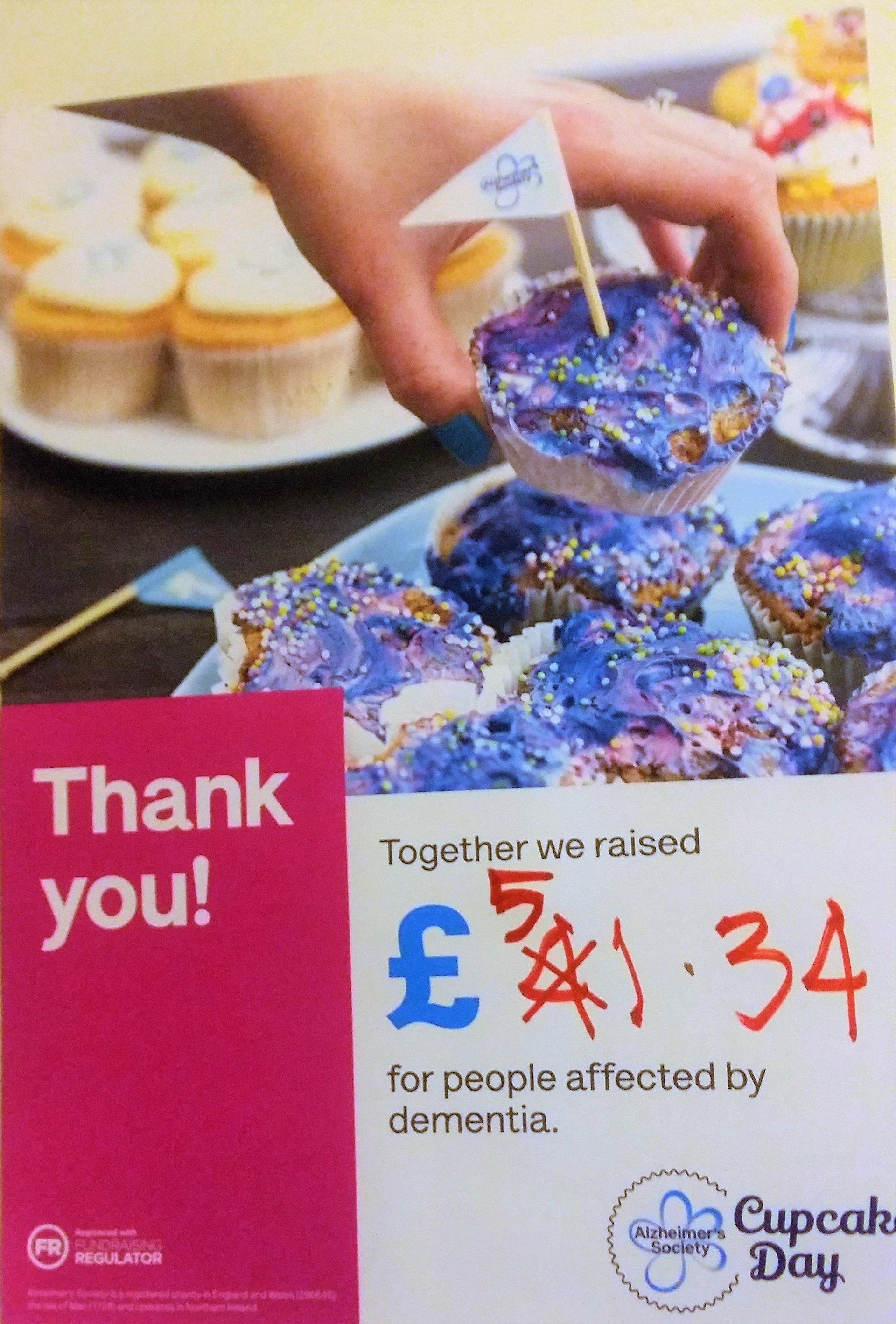 Gracious Care raised £51.34 for Alzheimer's Society