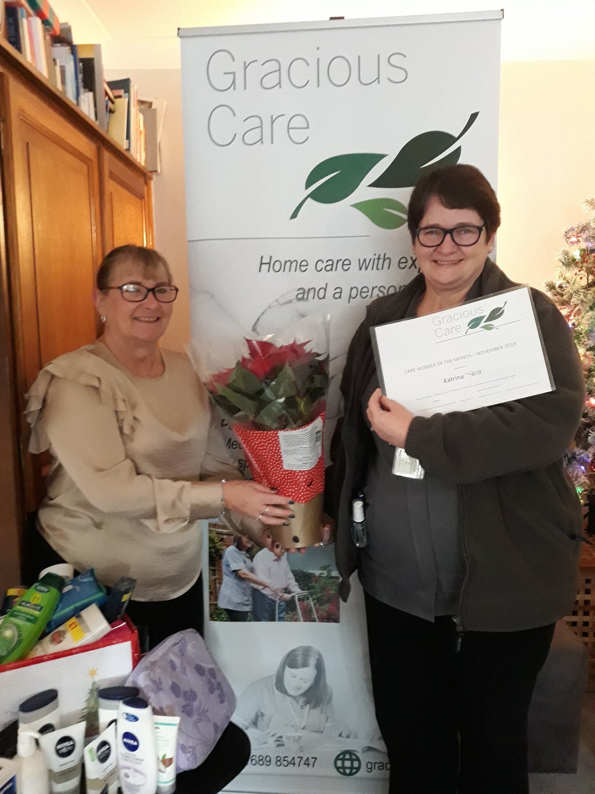 Carer of the month certificate presentation
