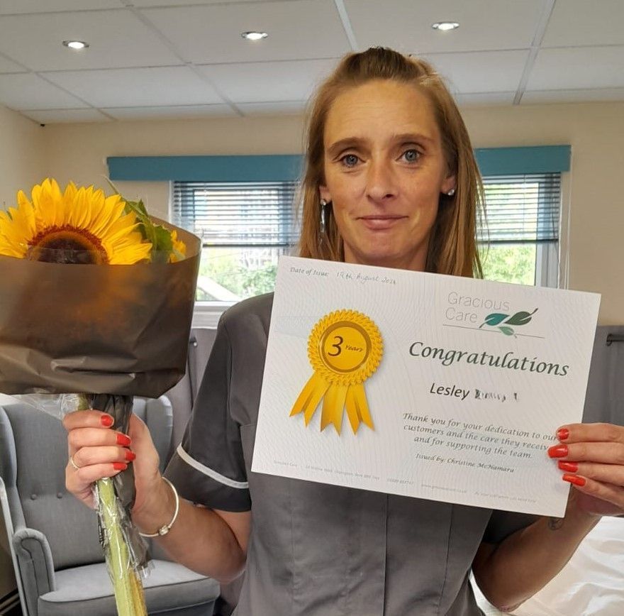 Congratulations to Lesley - 3 years with Gracious Care