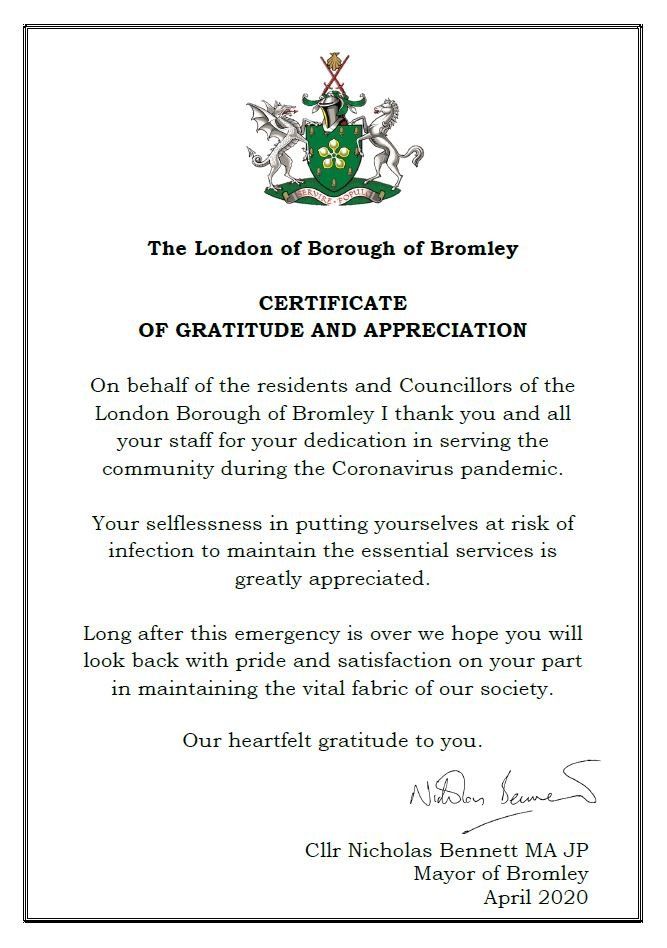 Mayor's Commendation