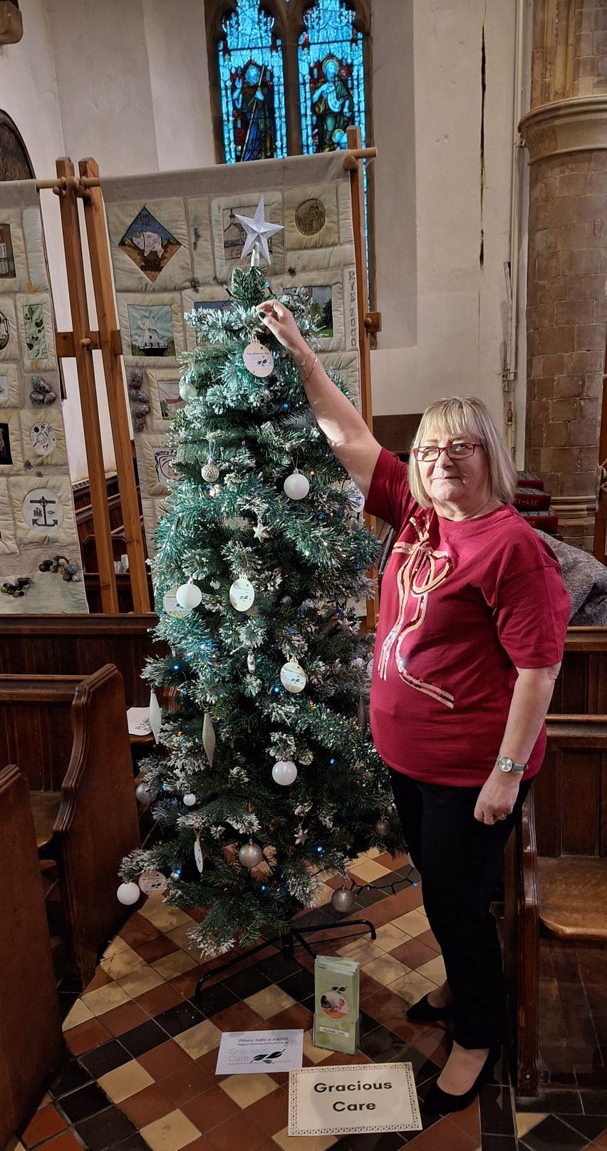 Gracious Care's Christmas tree for St Mary's church festival in Rye.