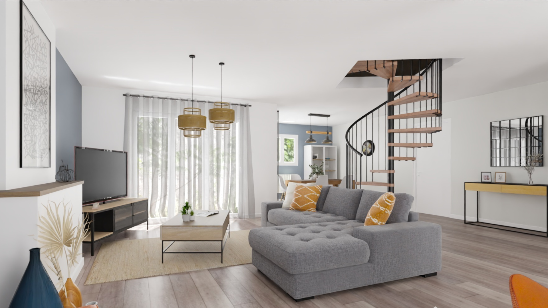 Home staging-Proposition d'aménagement virtuel pour la vente d'une maison à Charbonnières