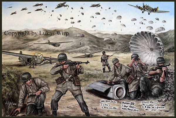 Spitfire und Mustang painting US Air force painting