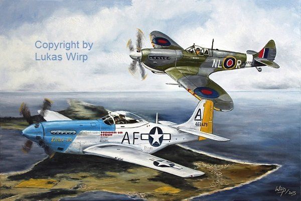 Spitfire MK and Mustang P51, Belgium 1944