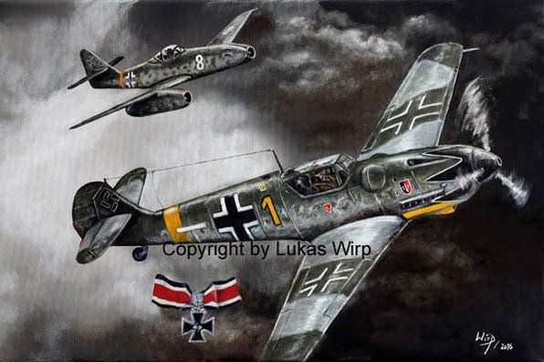 Messerschmitt Flugzeug Bilder Messerschmitt ME 262 trifft Messerschmitt BF109