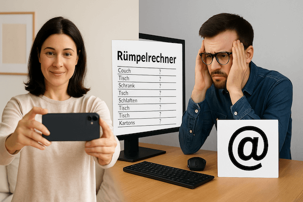 Besser per Foto statt Rümpelrechner – Frau sendet Bild, Mann verzweifelt beim Berechnen der Entrümpelung