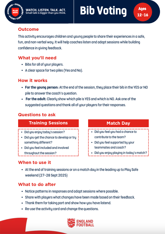 Bib Voting 12-16 Play Safe Grassroots Football Safeguarding