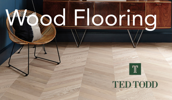 Three images of wood flooring a plank oak floor, a Herringbone parquet floor and an oak floor with an oak staircase