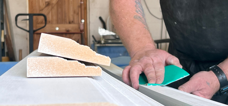 imafge of sanding and finishing skirting board