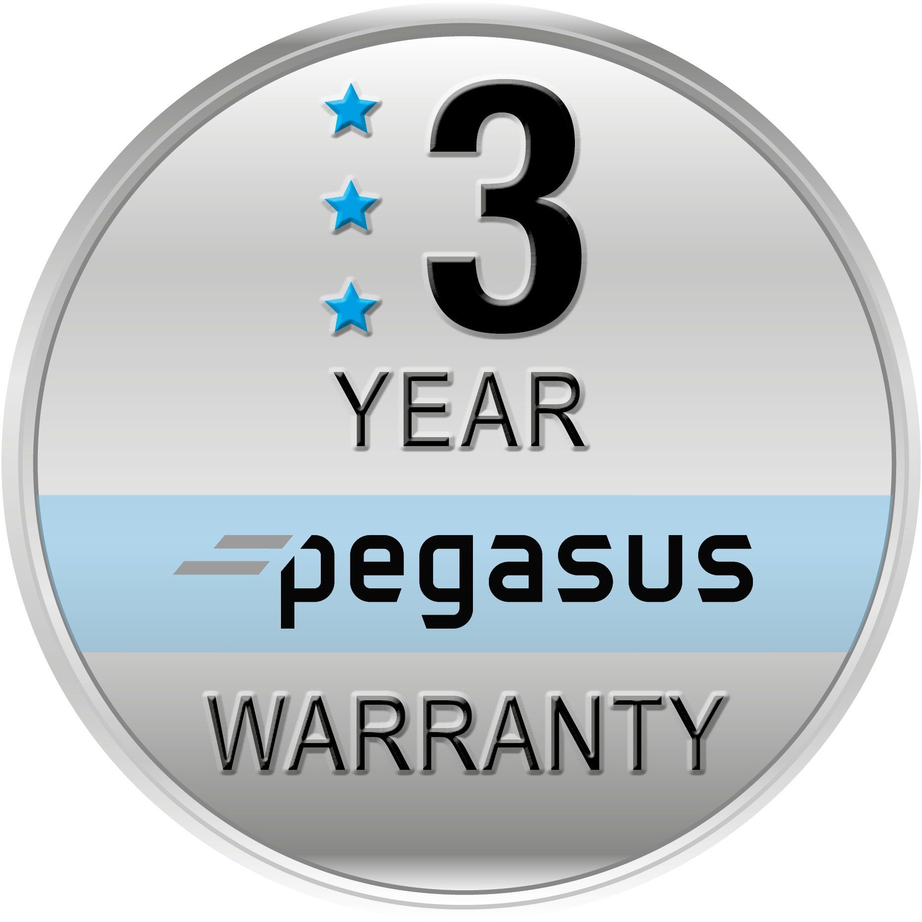 Pegasus 3 year warranty logo