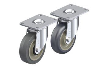 Light-medium duty casters with plate