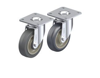 Light-medium duty casters with plate