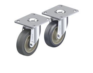 Light-medium duty casters with plate