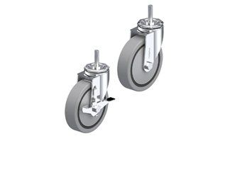 Low profile medium light duty casters with threaded stem