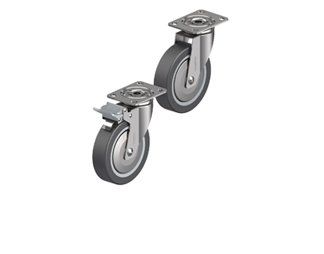Stainless steel light duty medical casters with ergonomic brake