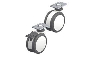 Twin wheel synthetic medical casters