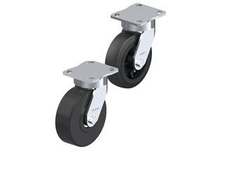Medium-heavy duty kingpinless casters with plate