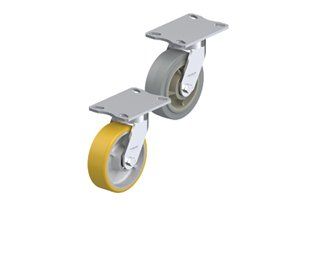 Medium-heavy duty kingpinless casters with plate