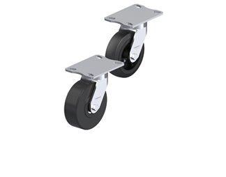 Medium-heavy duty kingpinless casters with plate