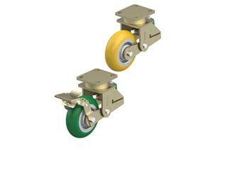 Medium-heavy duty kingpinless shock absorbing casters