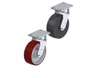 Heavy duty kingpinless casters with plate