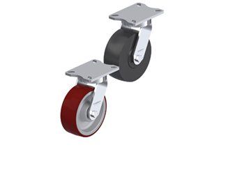 Heavy duty kingpinless casters with plate
