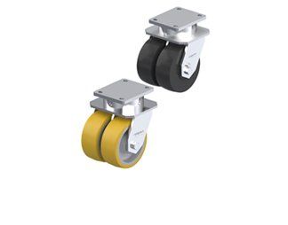 Extra heavy duty dual wheel kingpinless casters
