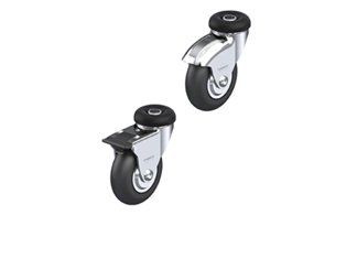 Light duty neoprene wheeled casters, hollow kingping