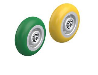 Full radius cast polyurethane wheels on aluminium core