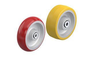 Cast polyurethane wheels on iron core
