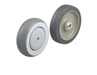 Gray thermoplastic rubber wheel on polypropylene core