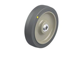 Conductive thermoplastic rubber wheels on polypropylene core