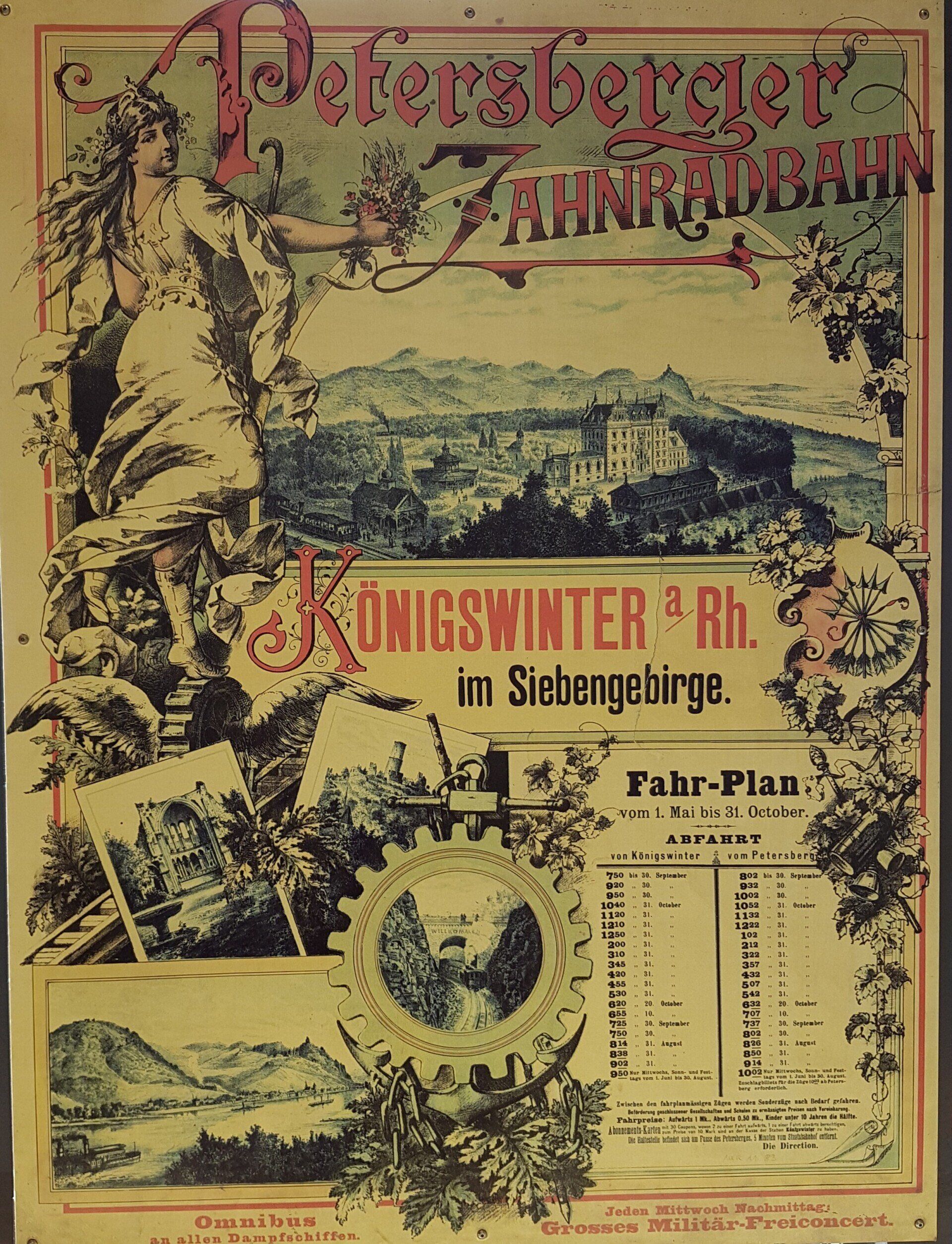 Plakat, Petersberger Zahnradbahn, Bergbahnen im Siebengebirge, Königswinter