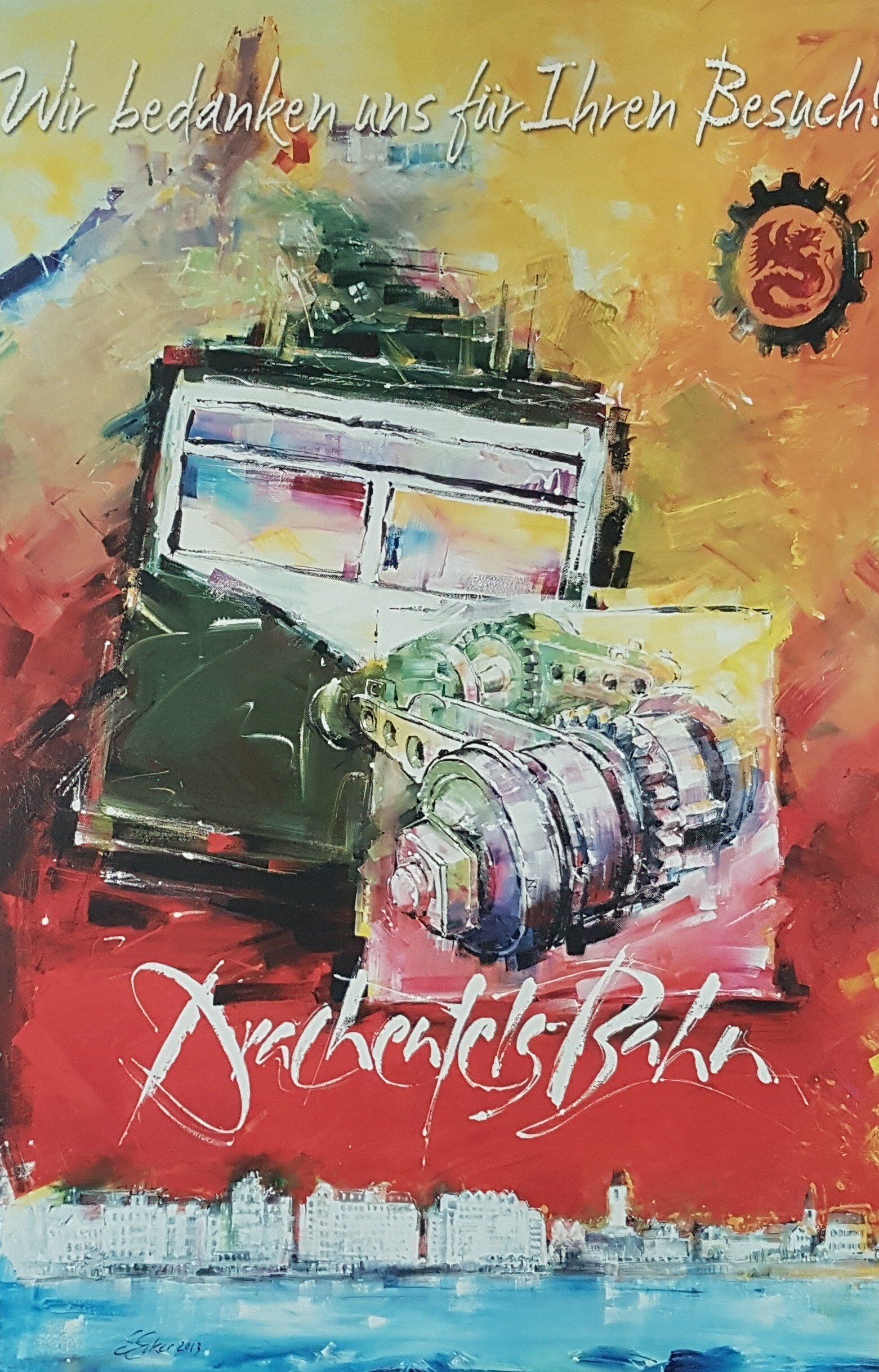 Drachenfelsbahn, Plakat, Text: Wir bedanken uns für Ihren Besuch