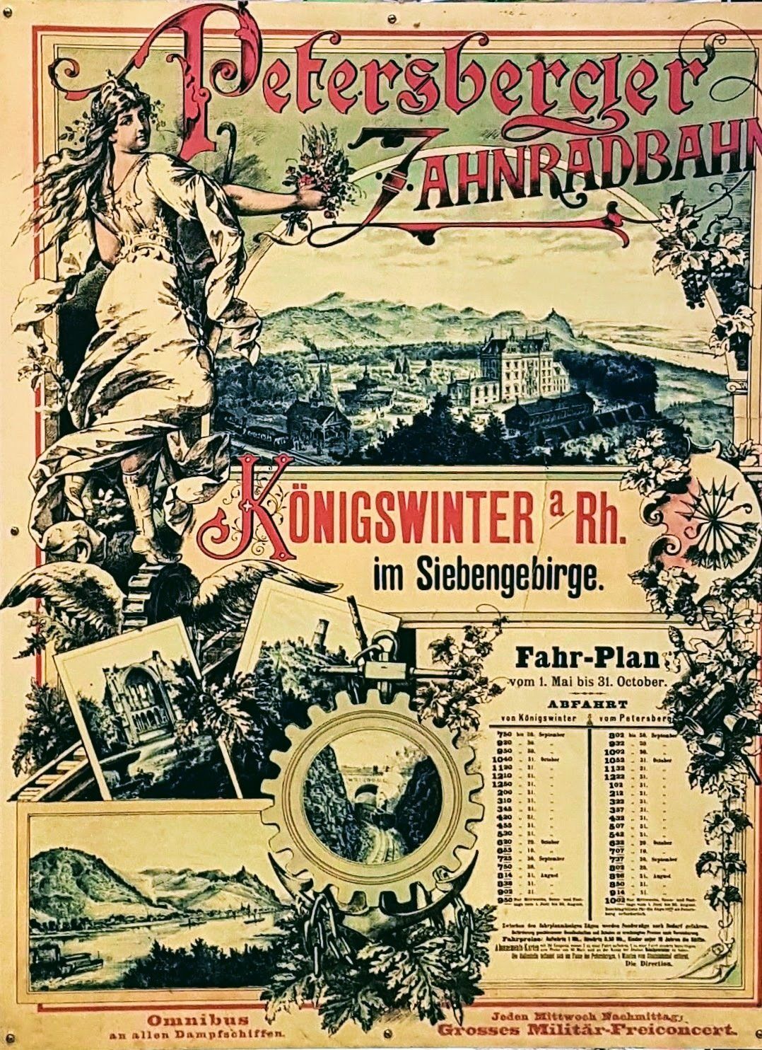 Historischer Fahrplan der Petersberger Zahnradbahn