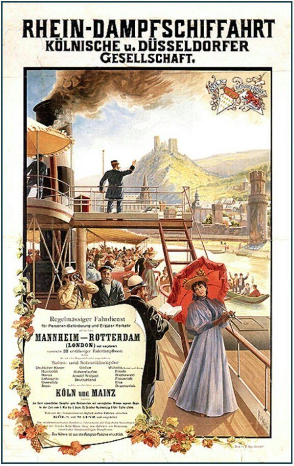 Plakat, Schifffahrtslinie, Tourismus, Rhein, Siebengebirge