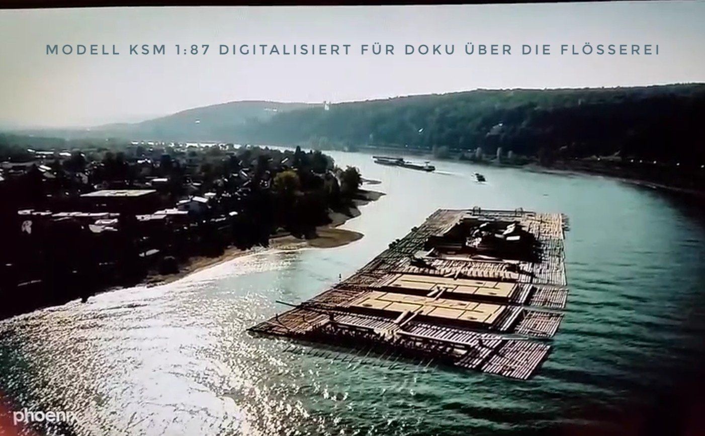Rheinfloß-Visualisierung, mit Modell von Jakob Sieger für das kölnische Stadtmuseum