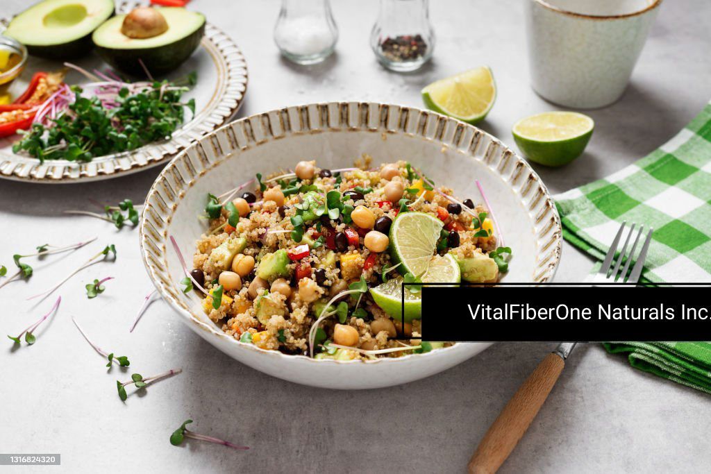 image of Nutrient-Rich Quinoa Salad with Roasted Chickpeas & Acacia Fiber Avocado Topping
