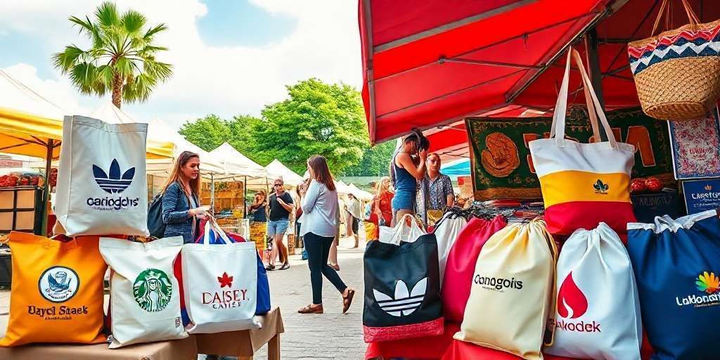 tienda con bolsa de tela personalizada con logotipo