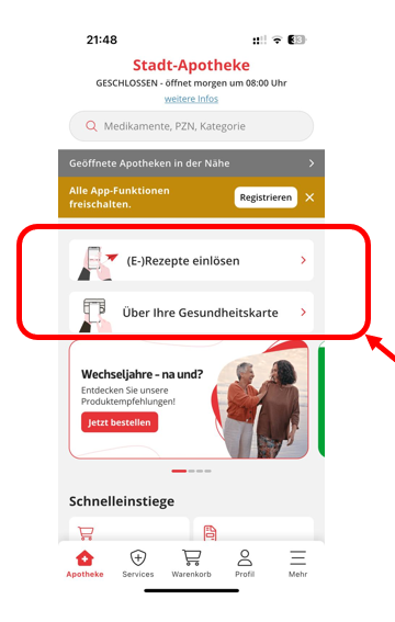 Screenshot der IhreApotheken-Webseite mit Beschreibung, wie E-Rezepte eingelöst werden können