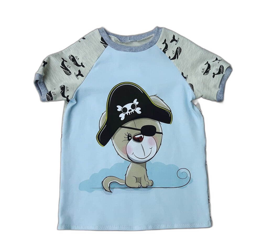 Kindershirt Gr. 116 Piratenhund Mini Tilli by Sonja - Selbstgenähte Kinderkleidung Jungen Shirt kurz