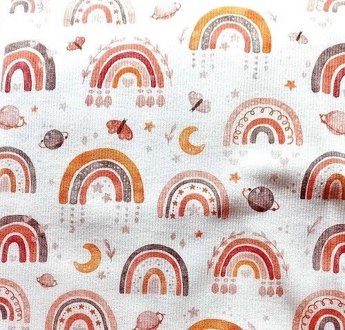 Stretchjersey Rainbow rosa Ökologische Kinderkleidung | Designer Kinderstoffe - Mini Tilli by Sonja