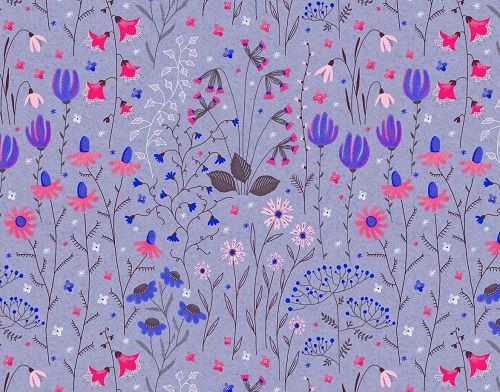 Stretchjersey Blumenfreuden blau  Ökologische Kinderkleidung | Designer Kinderstoffe - Mini Tilli by Sonja