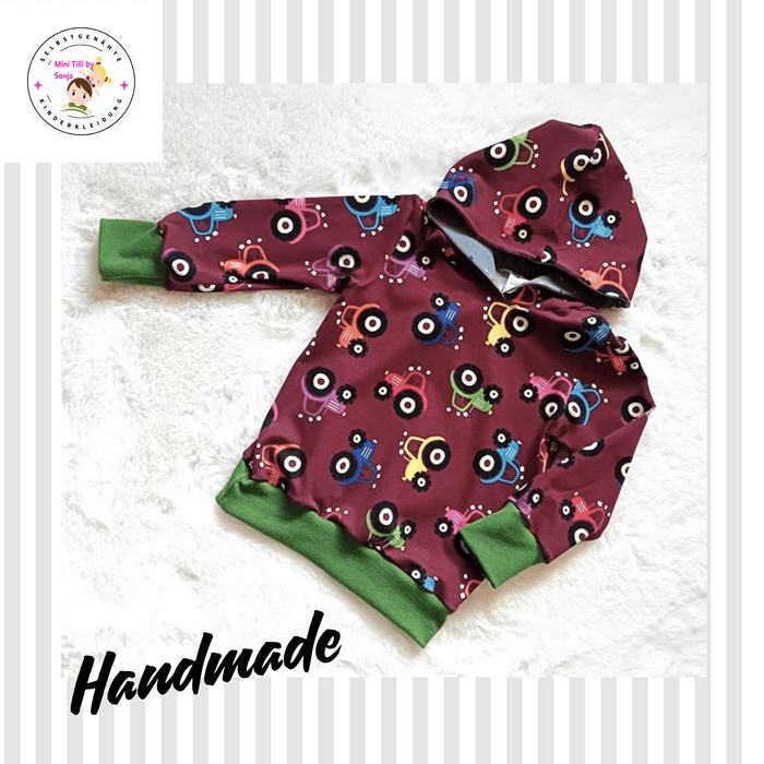 Handgemachter Jungen Pullover mit Traktoren in Gr. 92 - Mini Tilli by Sonja