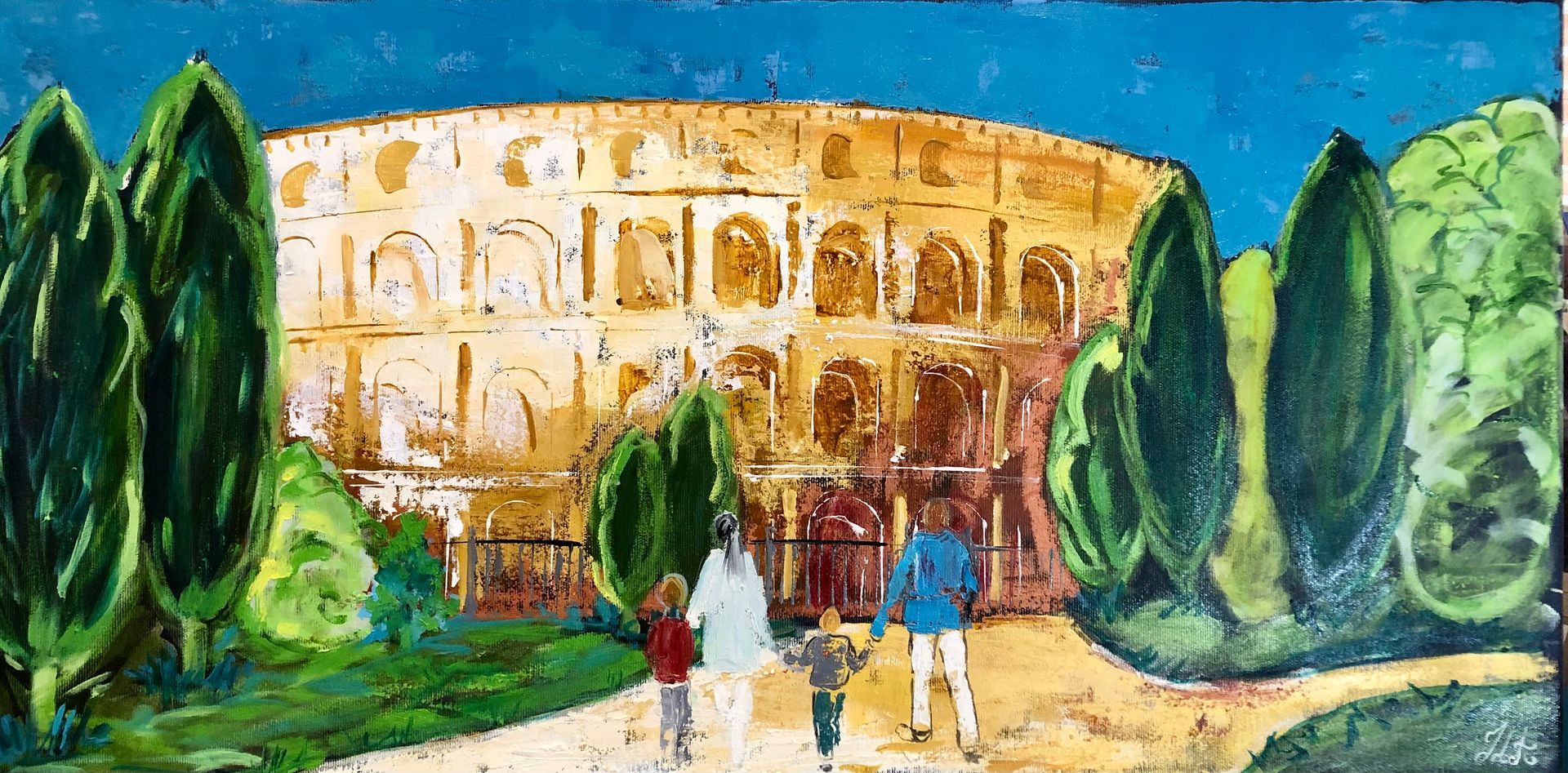 Vue de Rome peinte par Julie d'Aragon artiste peintre toulousaine