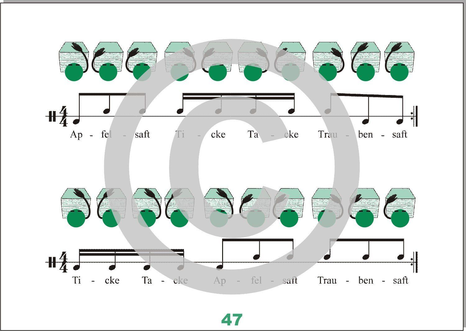 Schneller Rhythmus auf der Cajón zur Liedbegleitung | Auszug aus dem Heft: Cajon lernen