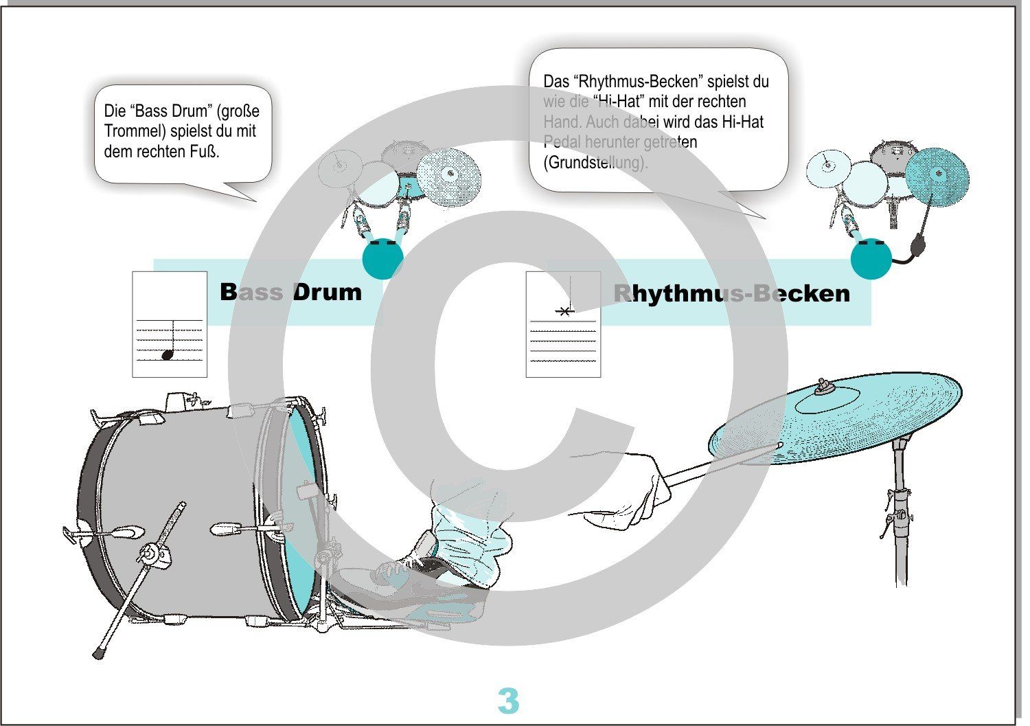 Schlagzeug lernen | Schlagzeug Noten zum Trommeln mit Kindern |  ohne Notenkenntnisse spielbar