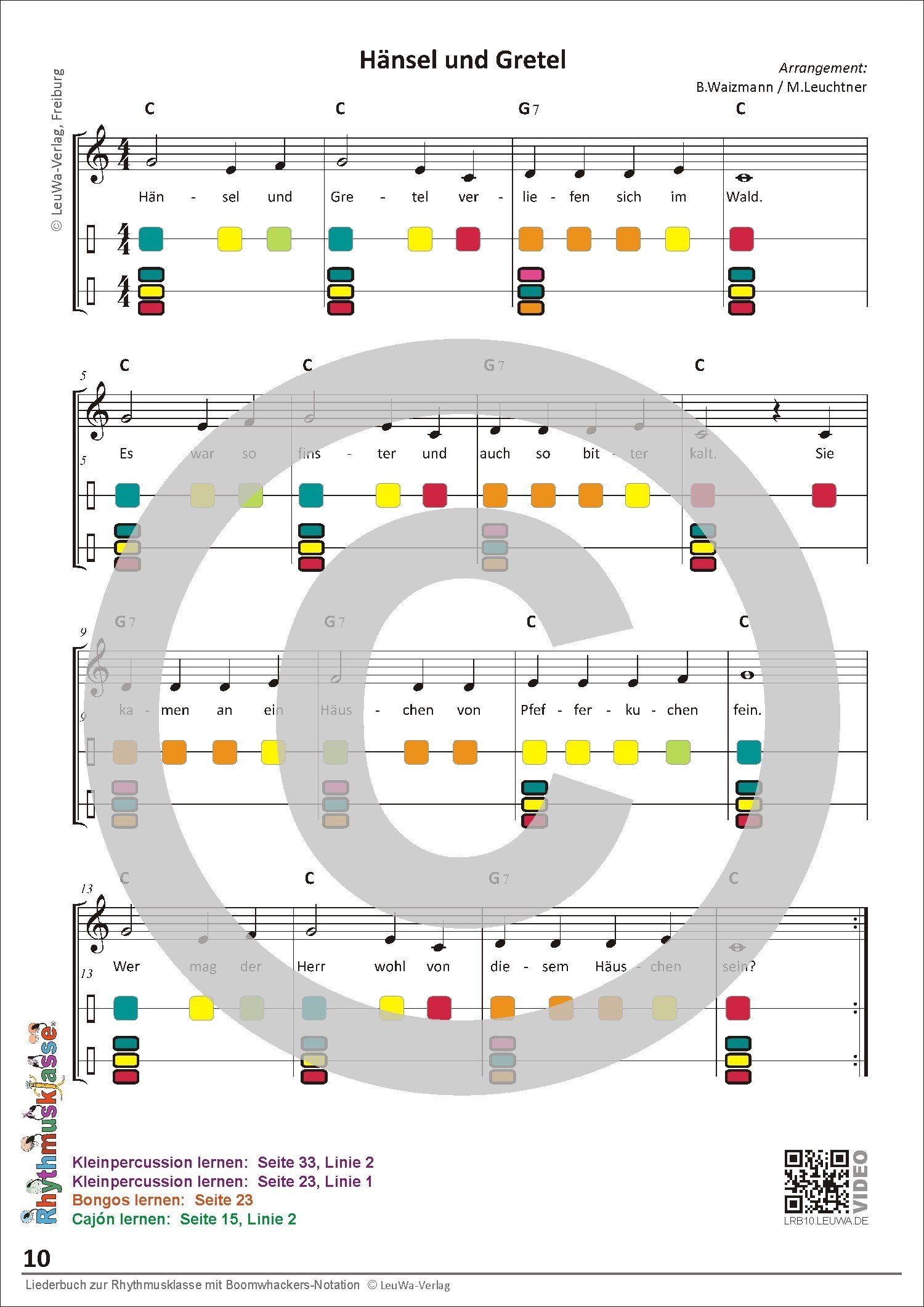 Liederbuch zur Rhythmusklasse mit Boomwhackers Notation | Klassenmusizieren in der Grundschule | 
 musizieren mit Kinder