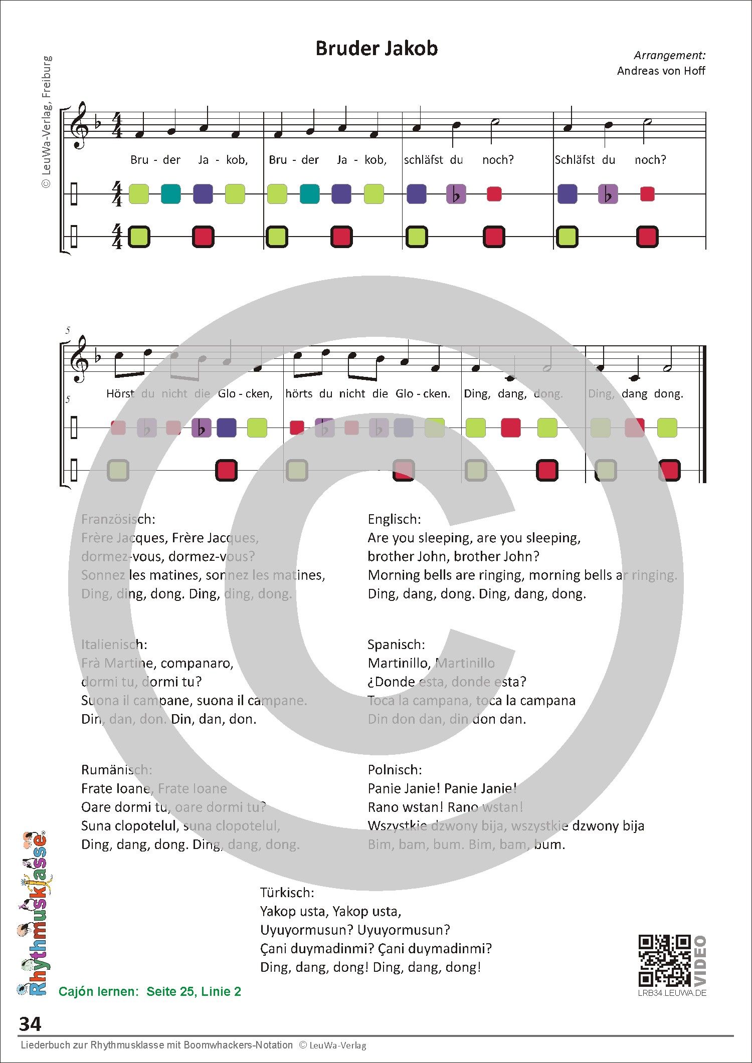 Auszug aus dem Liederheft für die Grundschule | Melodie, Rhythmus und Liedtexte | von Klasse 1 bis 4